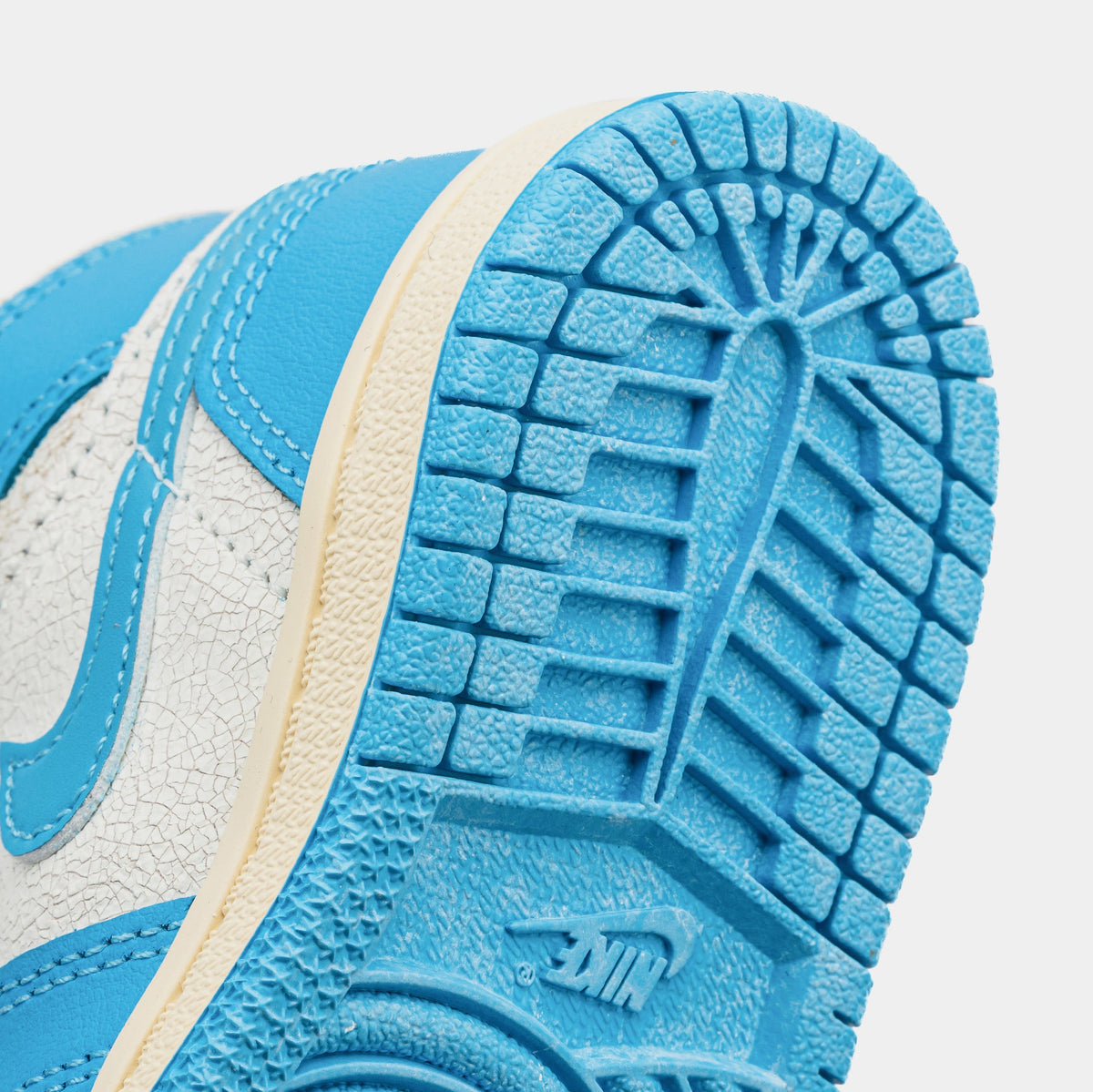 Exclusive Air Jordan 1 Retro High OG UNC Reimagined Infant Toddler Lifestyle Shoes (Dark Powder Blue/Dark Powder Blue/Sail) — 2C — Lifestyle View