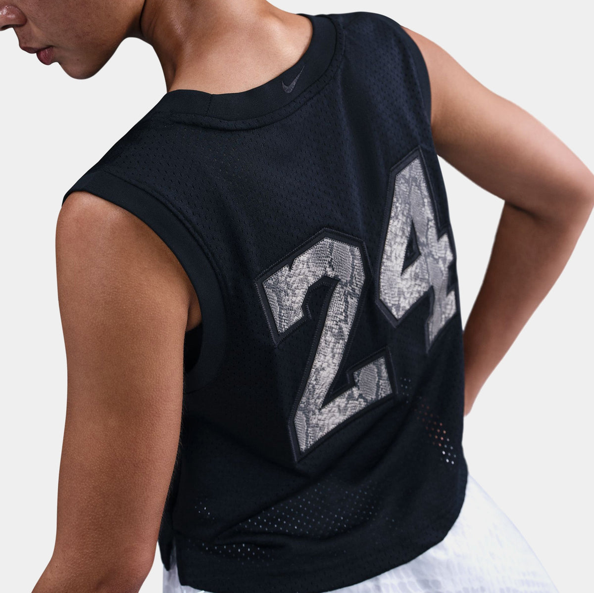 Exclusive Kobe 8 Cropped Womens Jersey (Black/White) — XS — Top View