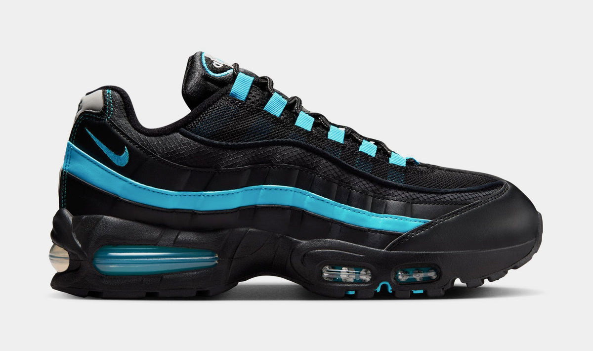 Exclusive Air Max 95 OG Mens Running Shoes (Black/Baltic Blue/Black/Pearl Grey) — 4 — Front View