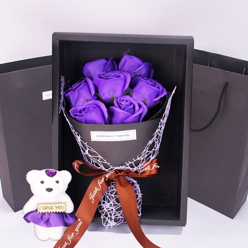 Exclusive Luxurious Rose Soap Bouquet Gift Set — Black Box 7 Red — Alternate View 8