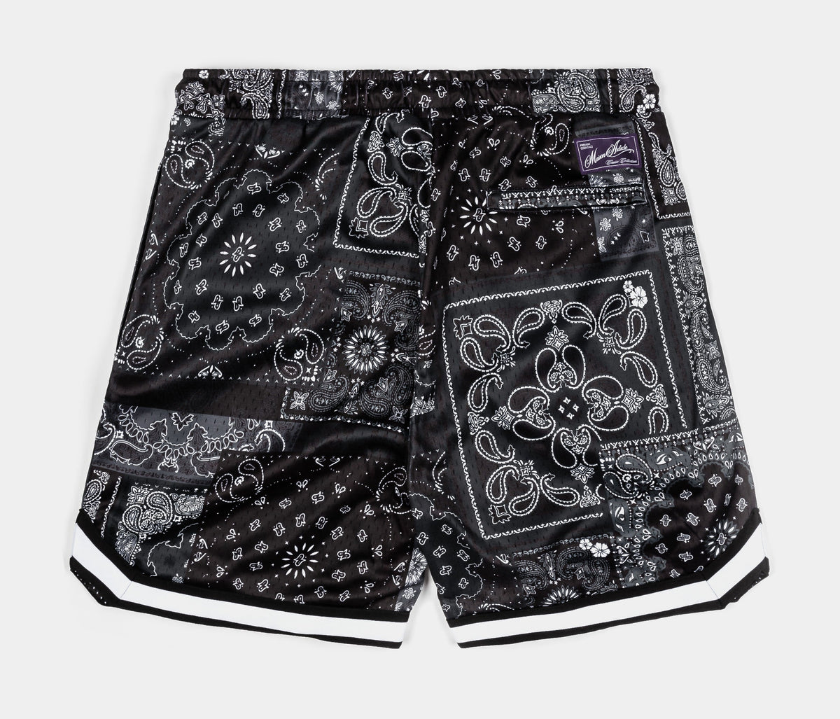 Exclusive Basketball Stripe Mesh Mens Shorts (Grey/Black) — S — Side View