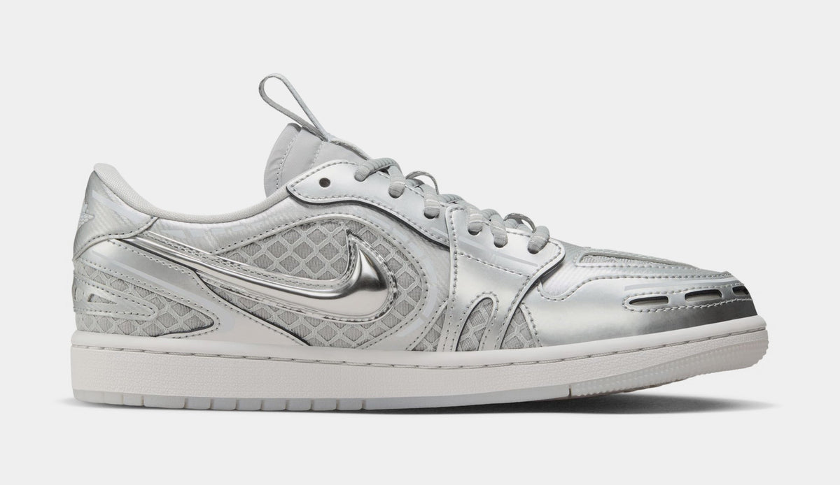 Exclusive Air Jordan 1 Low Method Of Make Womens Lifestyle Shoes (Neutral Grey/White/Pewter Grey/Metallic Silver) — 5 — Front View