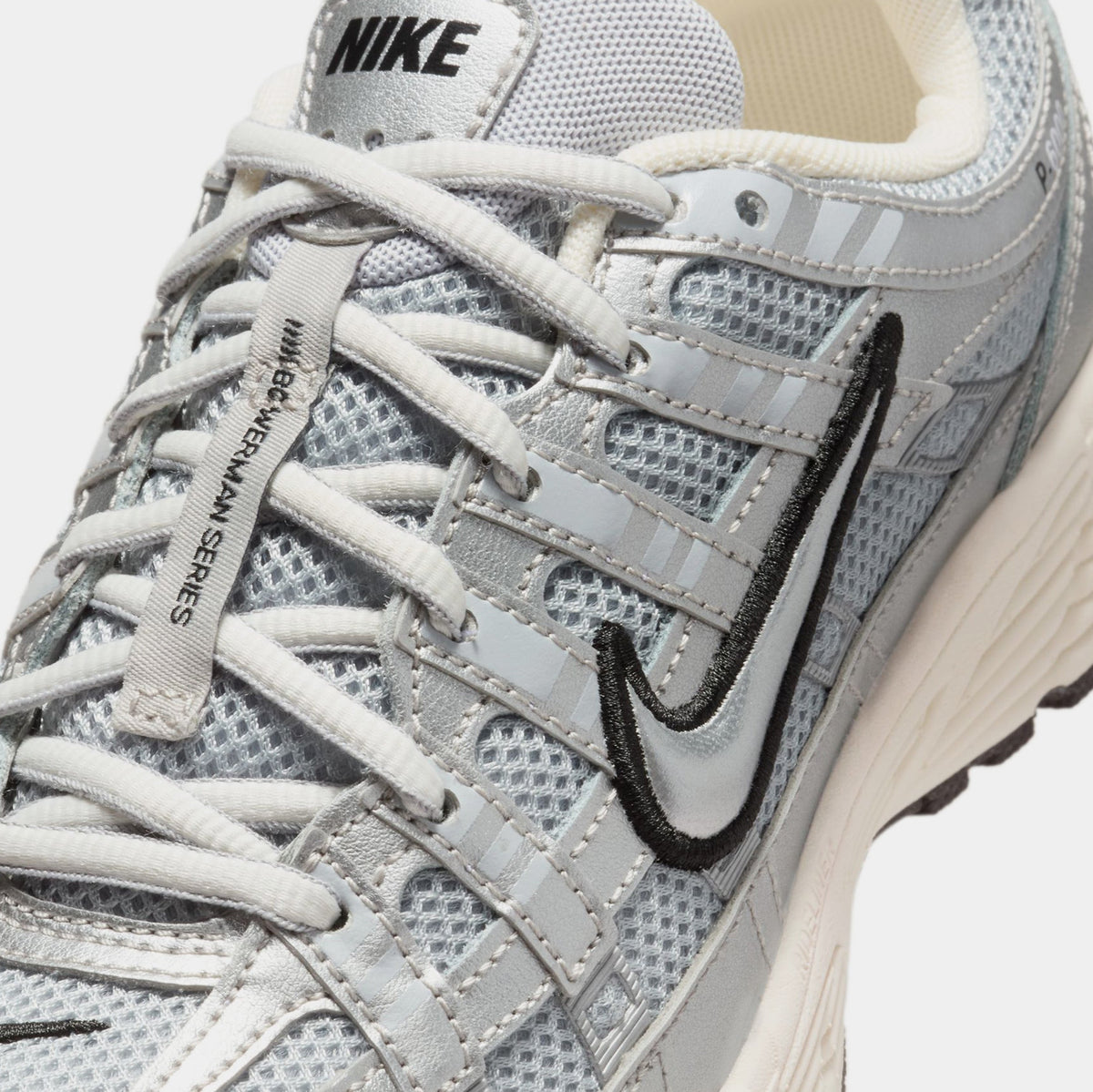 Exclusive P 6000 Grade School Running Shoes (Metallic Silver/Flat Silver/Cool Grey/Gym Red) — 3.5Y — Detail View