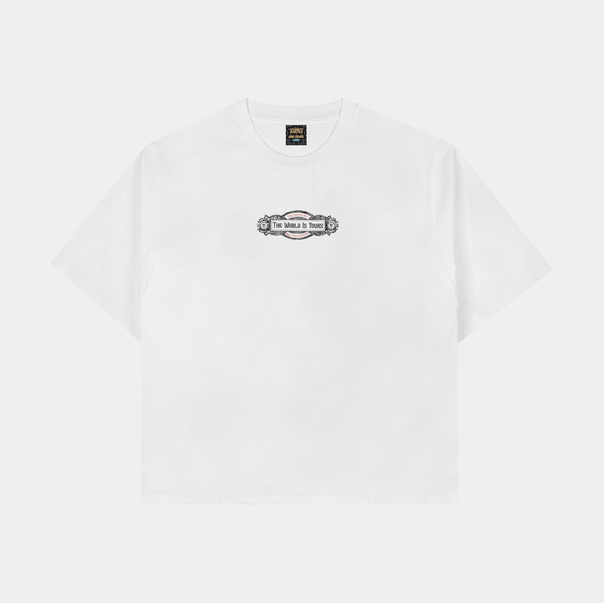 Exclusive SP x Scarface The Trophy Mens Short Sleeve Shirt (White/Red) — S — Front View