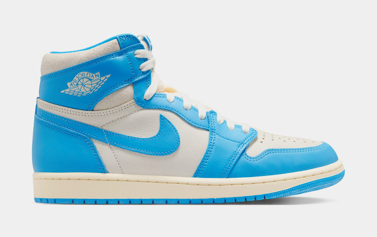 Exclusive Air Jordan 1 Retro High OG UNC Reimagined Mens Lifestyle Shoes (Dark Powder Blue/Dark Powder Blue/Sail) — 7 — Front View
