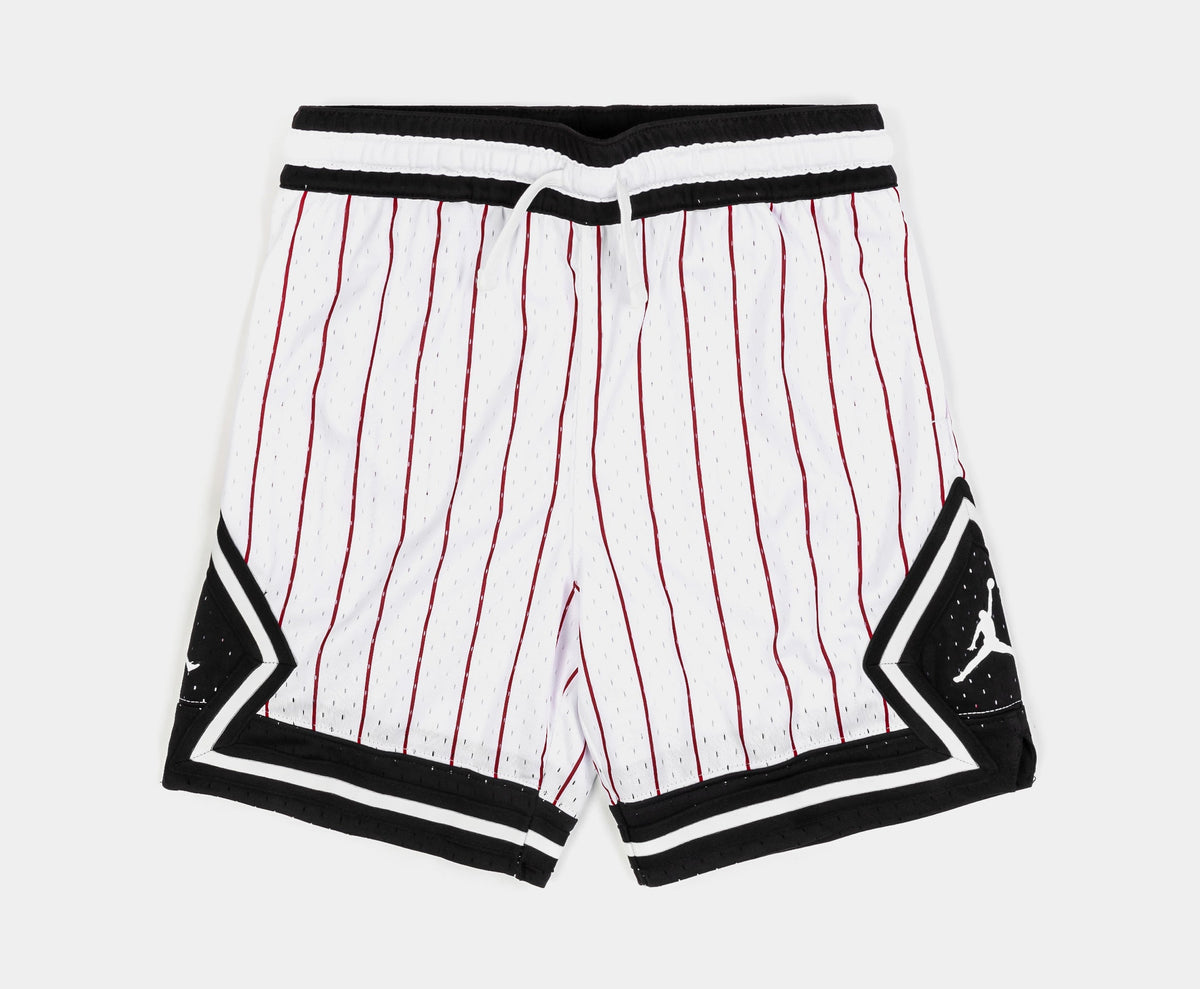 Exclusive Dri Fit Striped Diamond Shorts Grade School Shorts (White/Black/White) — S — Front View