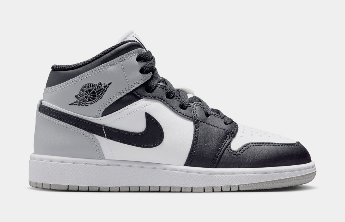 Exclusive Air Jordan 1 Mid Grade School Lifestyle Shoes (White/Black/Rust/Pin) — 3.5Y — Front View