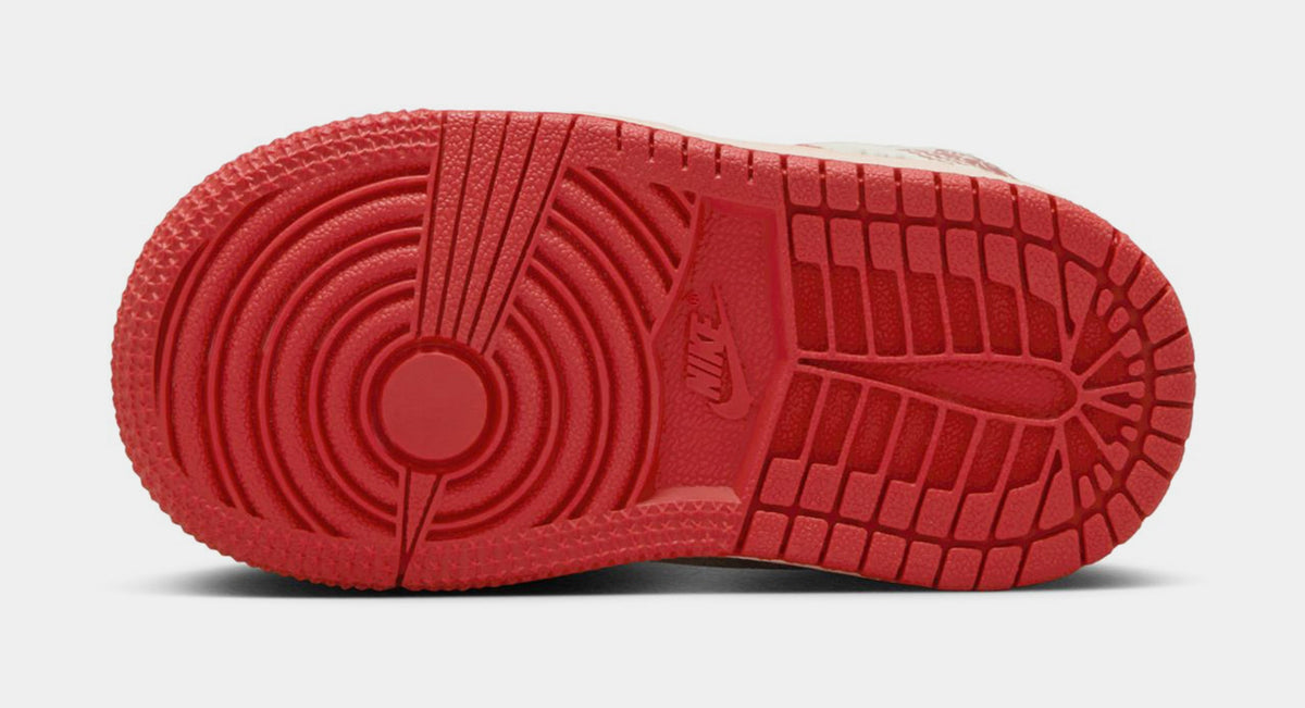 Exclusive Air Jordan 1 Retro High OG Rare Air Cinnabar Infant Toddler Lifestyle Shoes (Sail/Cinnabar/Light Bone) — 2C — Top View