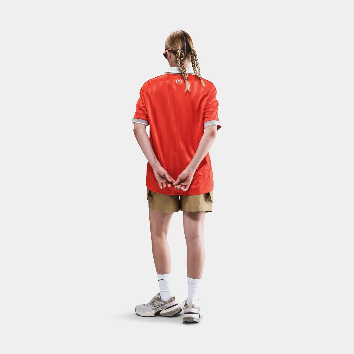 Exclusive NSW V Neck Top Womens Jersey (Picante Red/Sail/Midnight Navy/Sail) — XS — Side View