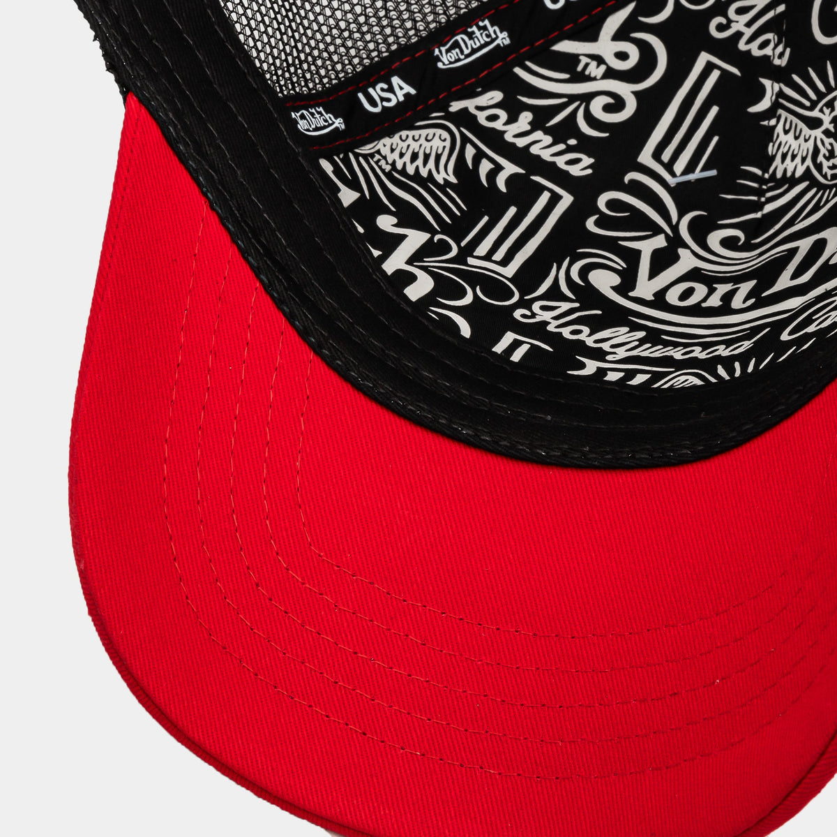Exclusive Staple Trucker Mens Hat (Red/Black) — OS — Top View
