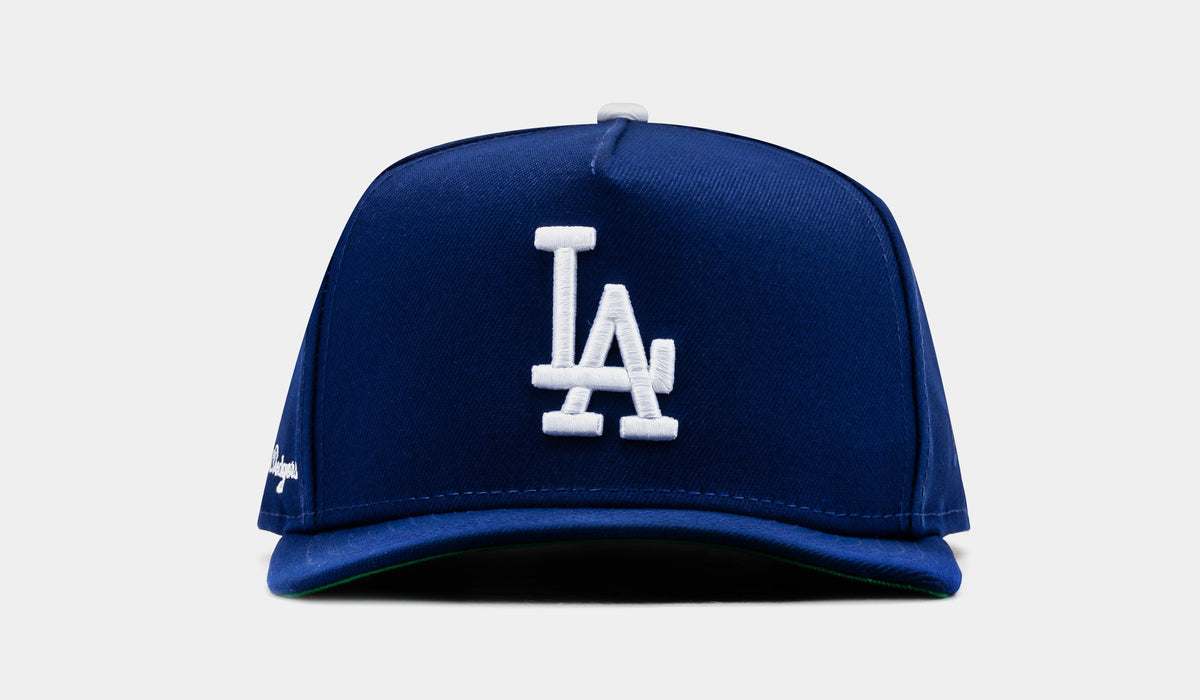 Exclusive Shoe Palace Exclusive Los Angeles Dodgers Side Script 950AF Snapback Mens Hat (Blue/White) — OS — Front View