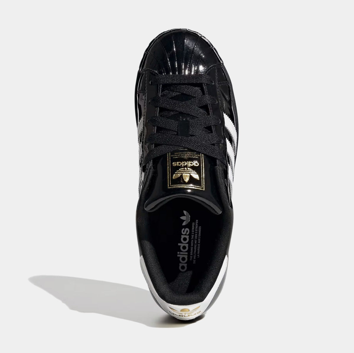 Exclusive Superstar II Womens Lifestyle Shoes (Black/Cloud White/Gold Metallic) — 5 — Side View