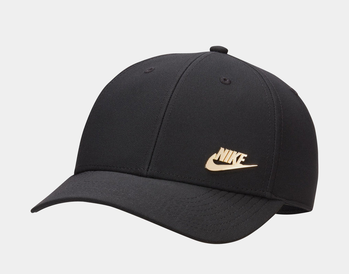 Exclusive Dri Fit Club Metal Logo Cap Mens Hat (Black/White) — S/M — Front View