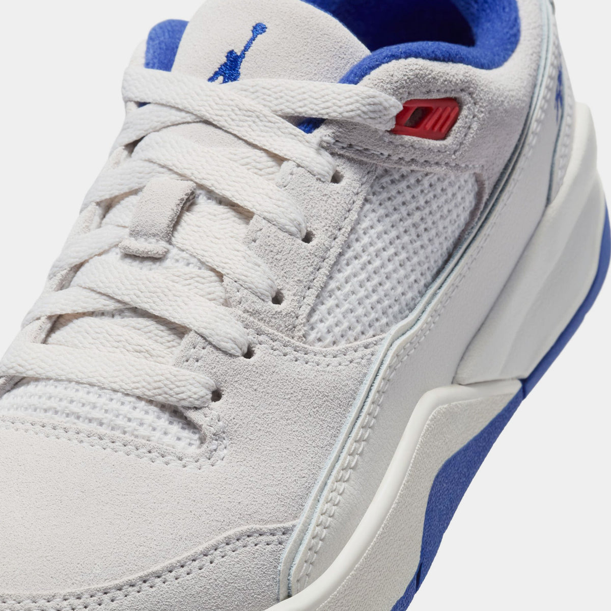 Exclusive Flight Court Grade School Basketball Shoes (Phantom/Deep Royal Blue/Chile Red) — 3.5Y — Detail View