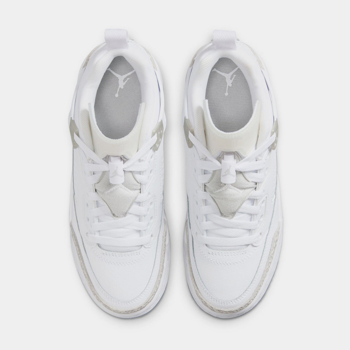 Exclusive Spizike Low Grade School Basketball Shoes (White/Metallic Silver/Barely Blue/Neutral Grey) — 3.5Y — Side View