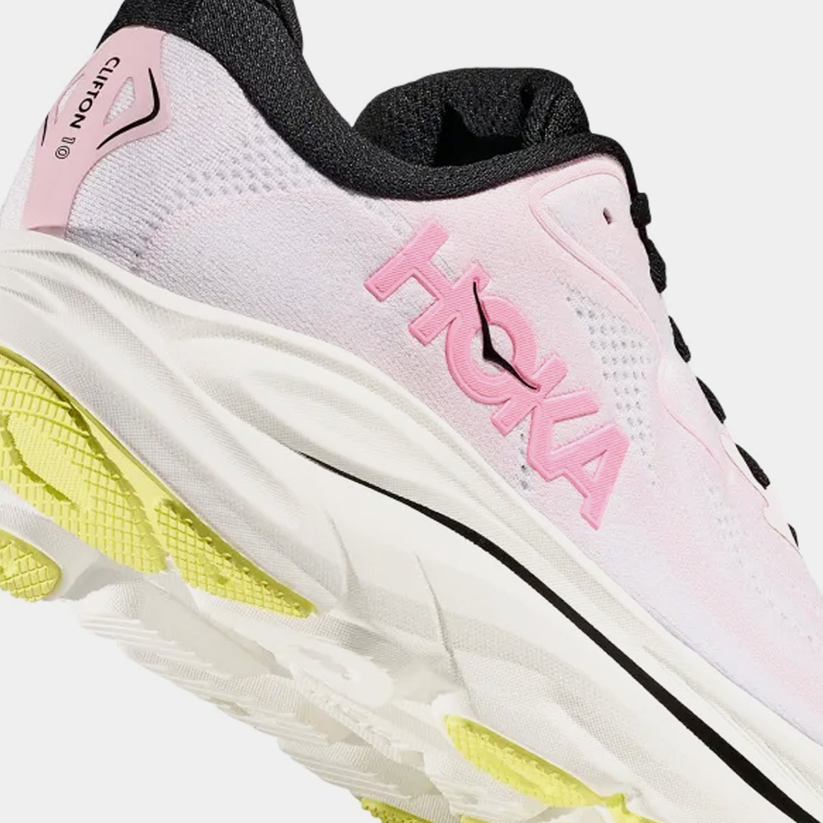 Exclusive Clifton 10 Womens Running Shoes (Pink/White) — 5 — Top View