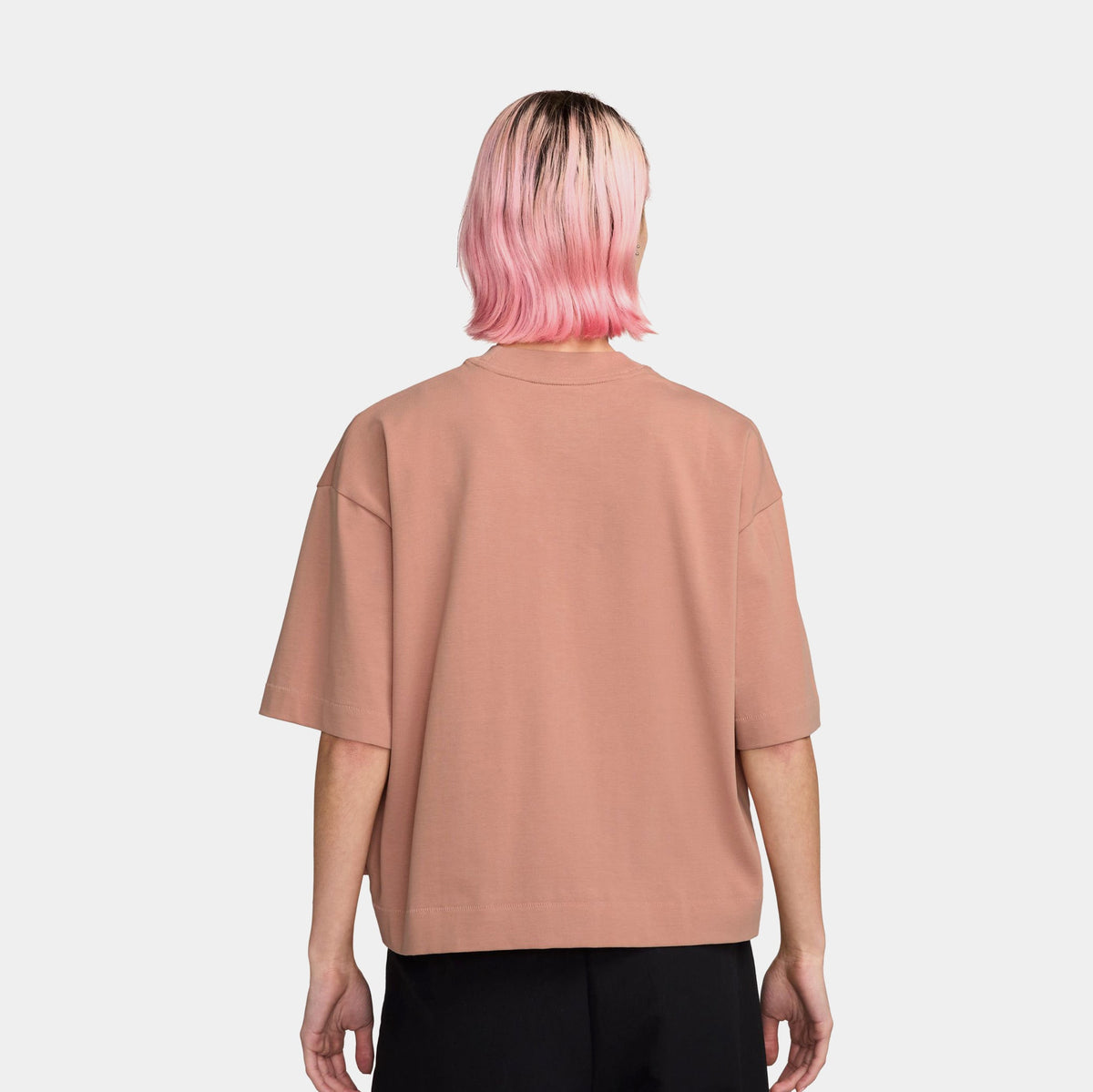 Exclusive NSW Graphic Boxy Womens Short Sleeve Shirt (Rose Gold) — XS — Side View