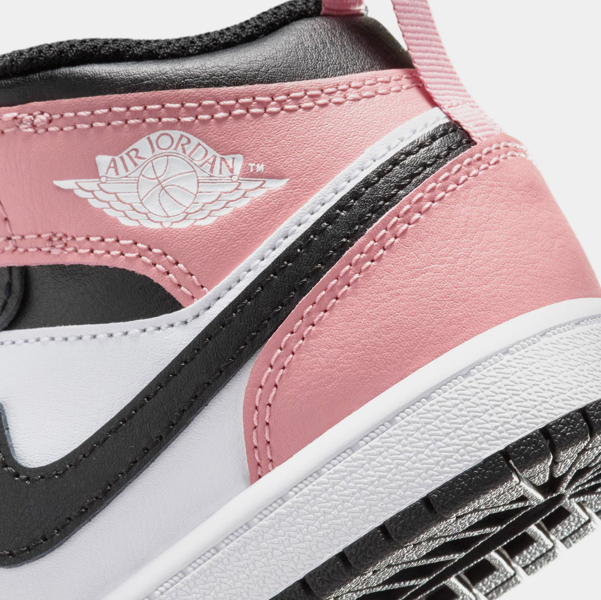 Exclusive Air Jordan 1 Mid Preschool Lifestyle Shoes (White/Black/Rust Pink) — 10.5C — Lifestyle View