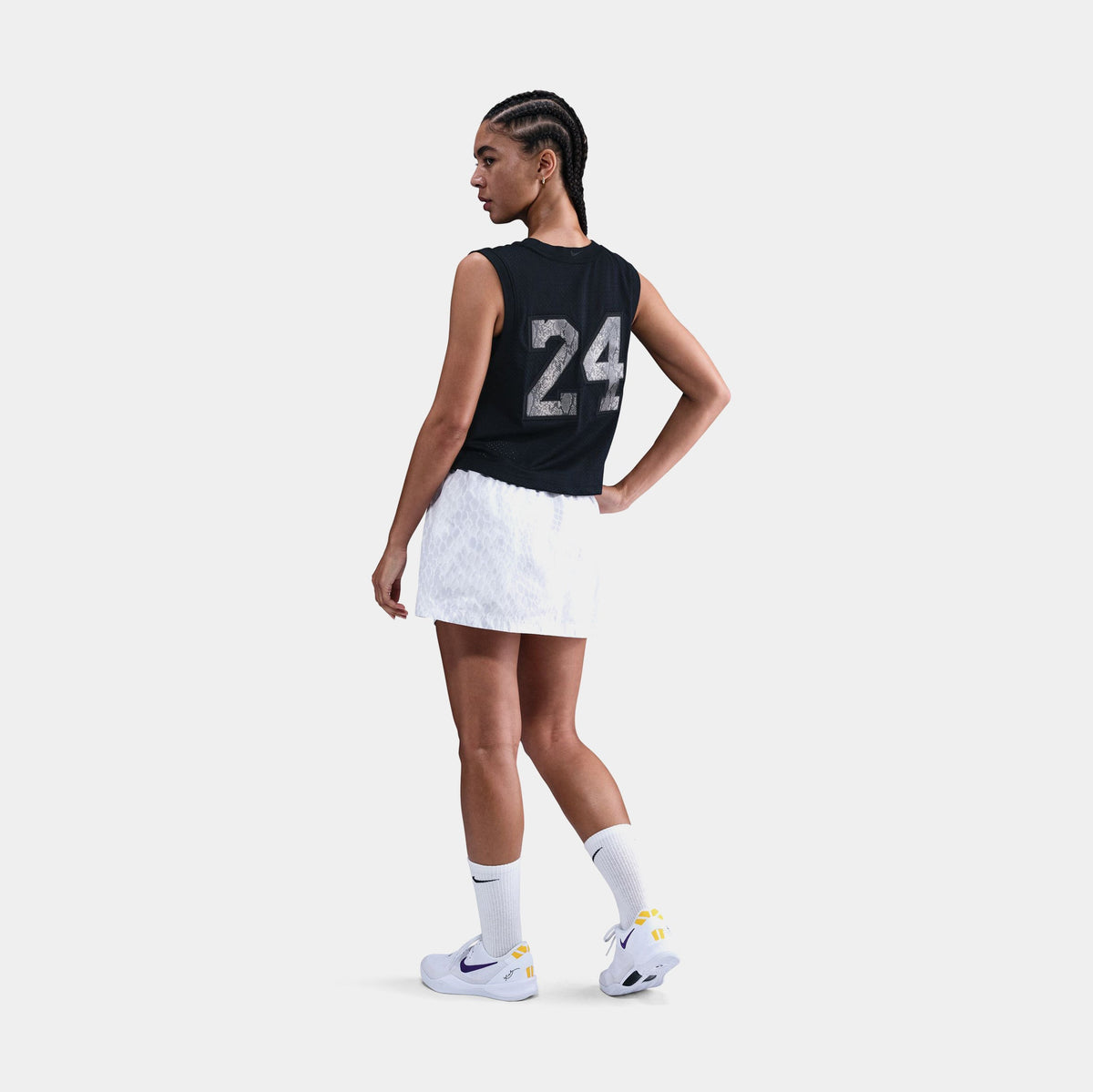 Exclusive Kobe 8 Cropped Womens Jersey (Black/White) — XS — Side View