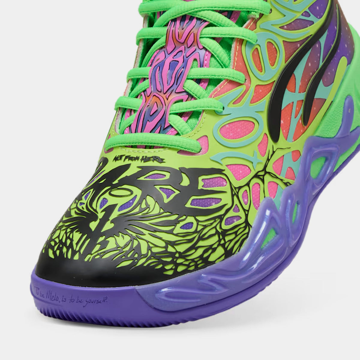 Exclusive Puma x LaMelo Ball MB.04 Be You Mens Basketball Shoes (Green/Purple) — 4 — Lifestyle View