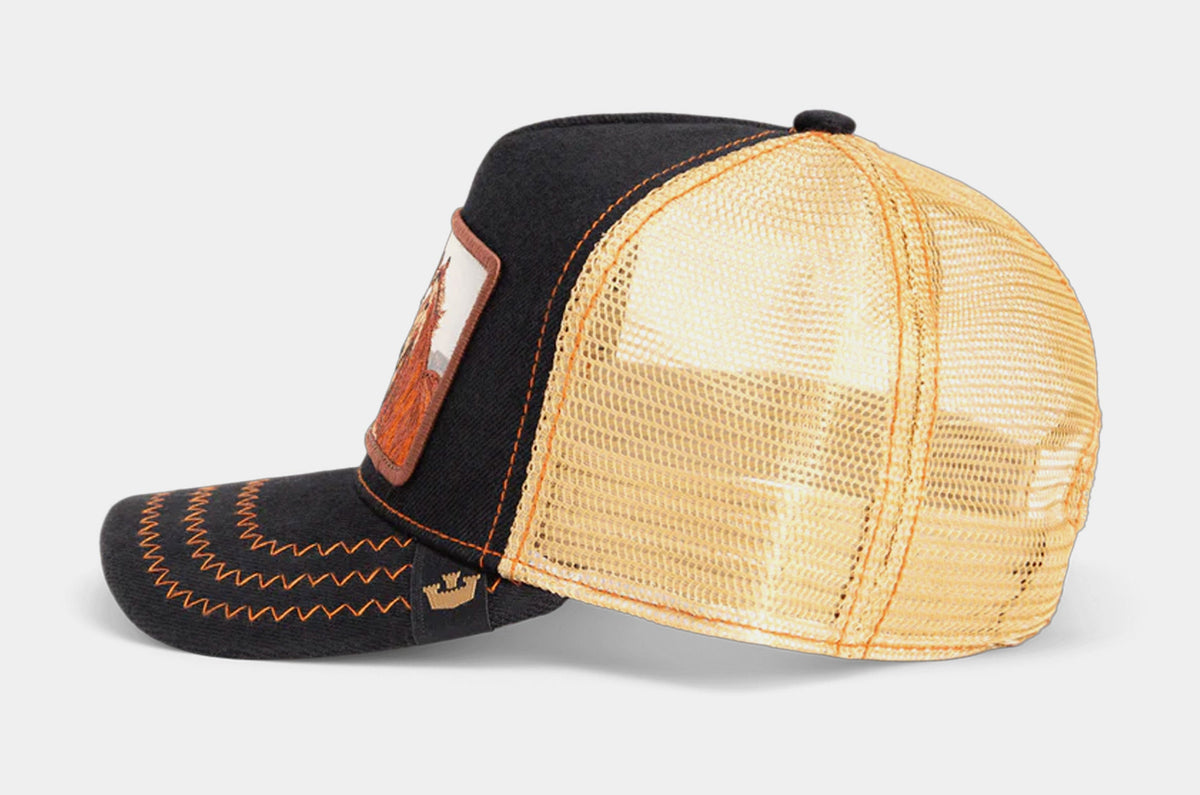 Exclusive Easy Rider Trucker Mens Hat (Black/Brown) — OS — Side View