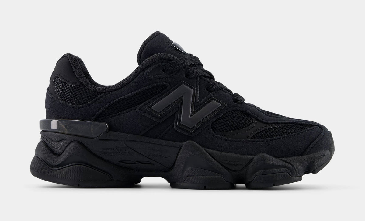 Exclusive 9060 Preschool Lifestyle Shoes (Triple Black) — 10.5C — Front View