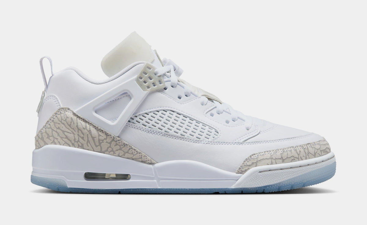Exclusive Spizike Low Mens Basketball Shoes (White/Metallic Silver/Barely Blue/Neutral Grey) — 8 — Front View