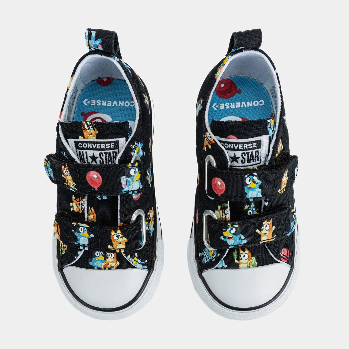 Exclusive Chuck Taylor All Star Low Bluey Infant Toddler Lifestyle Shoes (Black/Blue) — 2C — Side View