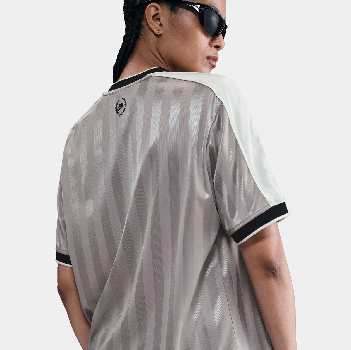 Exclusive NSW V Neck Top Womens Jersey (College Grey/Sail/Black/Black) — XS — Top View