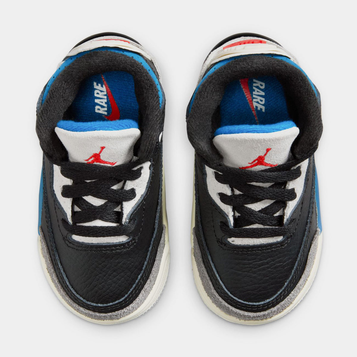 Exclusive Air Jordan 3 Retro OG Rare Air Infant Toddler Lifestyle Shoes (Black/Chile Red/Neutral Grey/Military Blue/Coconut Milk) — 2C — Side View