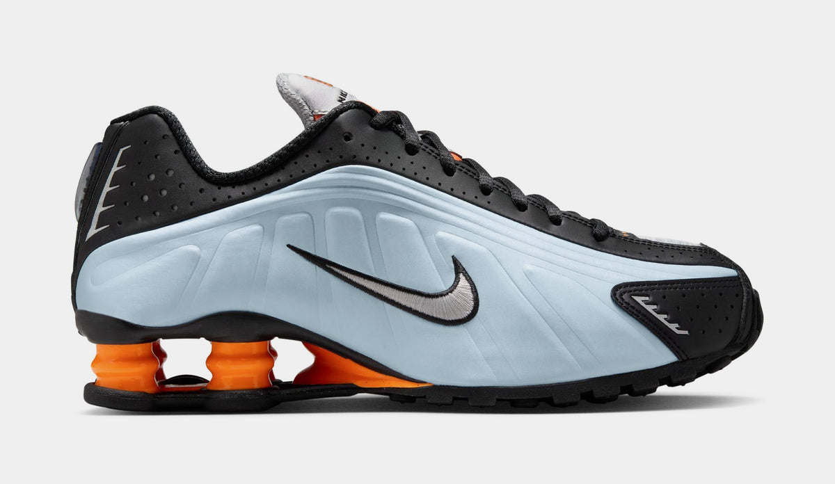 Exclusive Shox R4 Womens Running Shoes (Blue Tint/Total Orange/Black/Metallic Silver) — 5 — Front View
