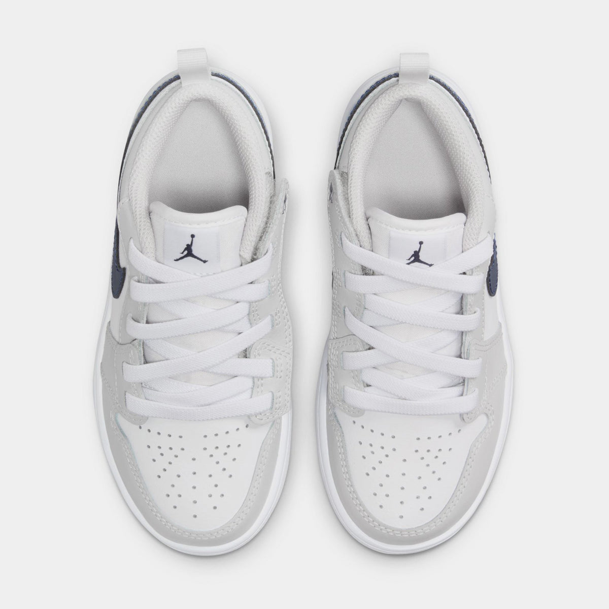 Exclusive Air Jordan 1 Low ALT Preschool Basketball Shoes (White/Midnight Navy/Neutral Grey) — 10.5C — Side View
