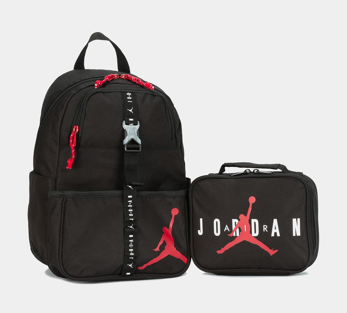 Exclusive Air Jordan Lunch Grade School Backpack (Black/Red) — OS — Back View