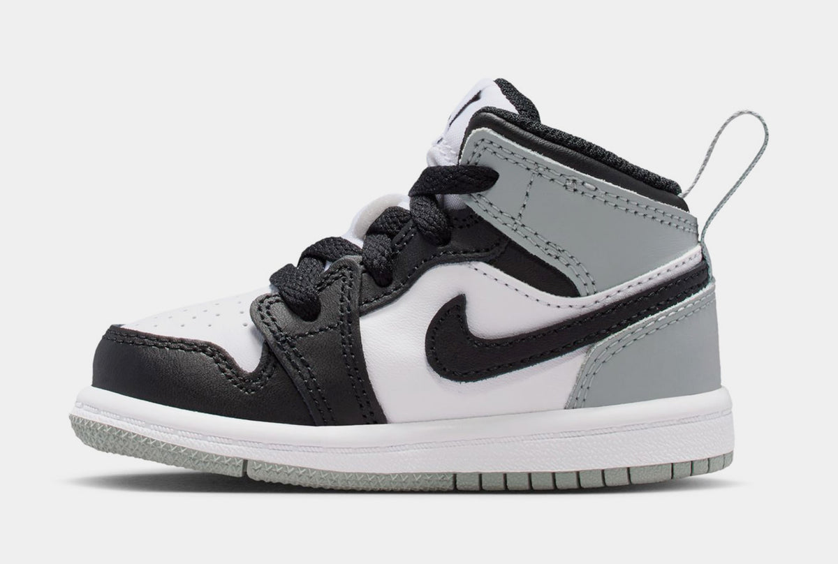 Exclusive Air Jordan 1 Mid Infant Toddler Lifestyle Shoes (White/Light Smoke Grey/Black) — 2C — Back View