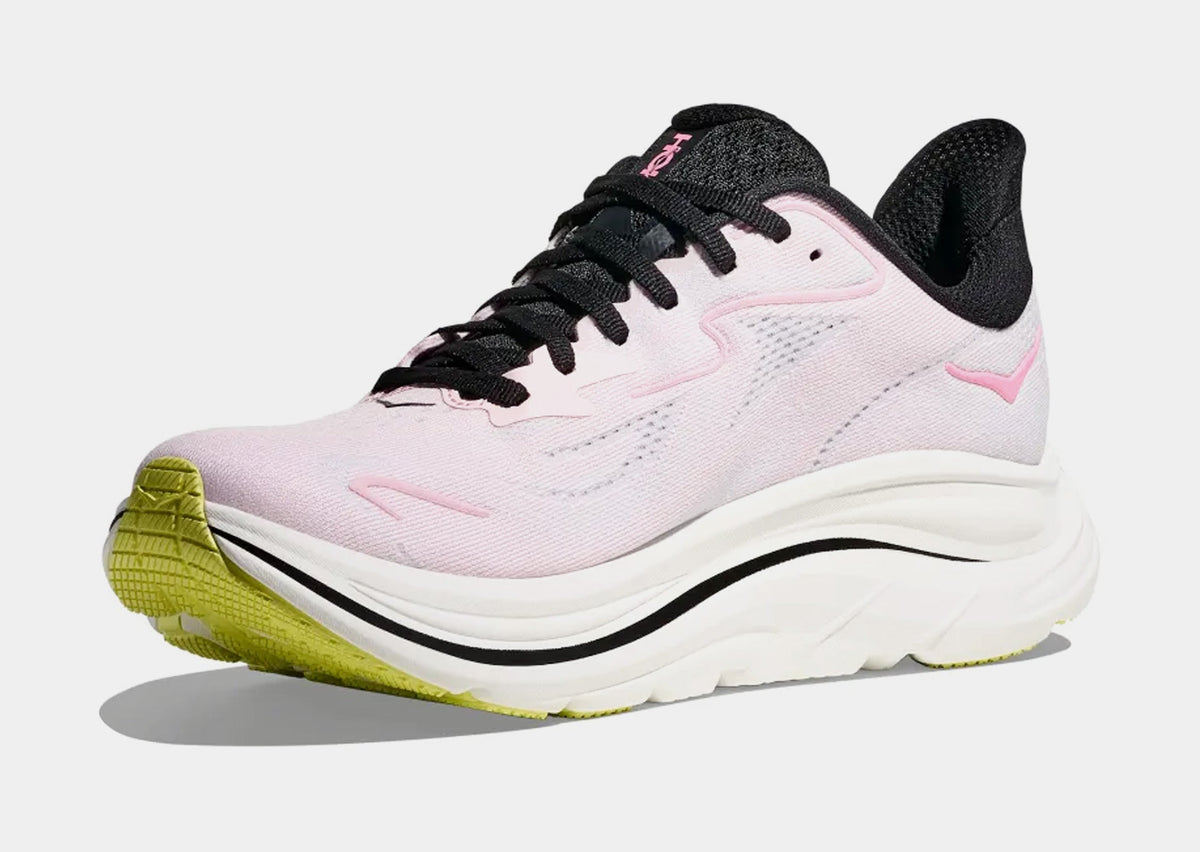 Exclusive Clifton 10 Womens Running Shoes (Pink/White) — 5 — Back View