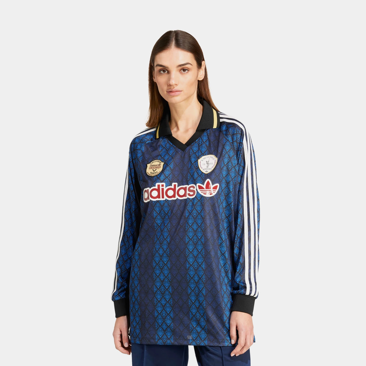 Exclusive Originals Retro Cricket Womens Jersey (Black/Night Indigo) — XS — Front View