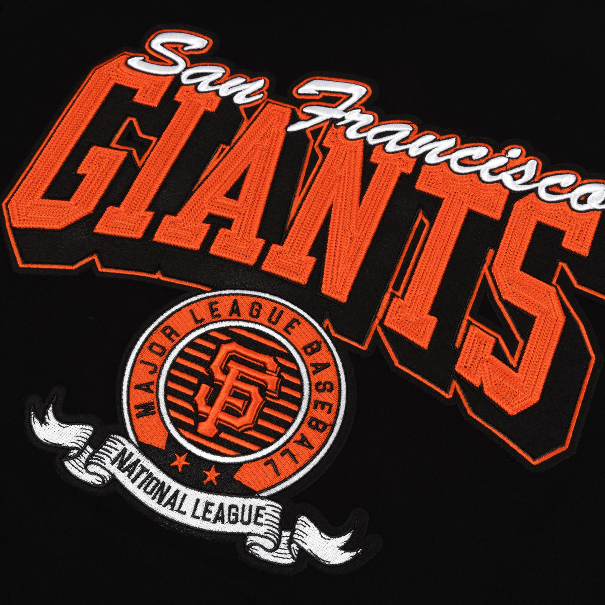 Exclusive San Francisco Giants Team Badge Mens Short Sleeve Shirt (Black/Orange) — S — Back View