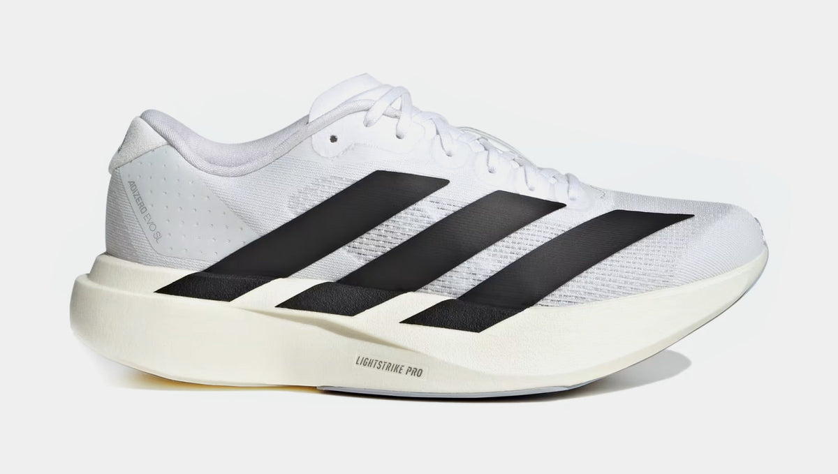 Exclusive Adizero Eva Womens Running Shoes (Cloud White/Core Black/Cloud White) — 5 — Front View