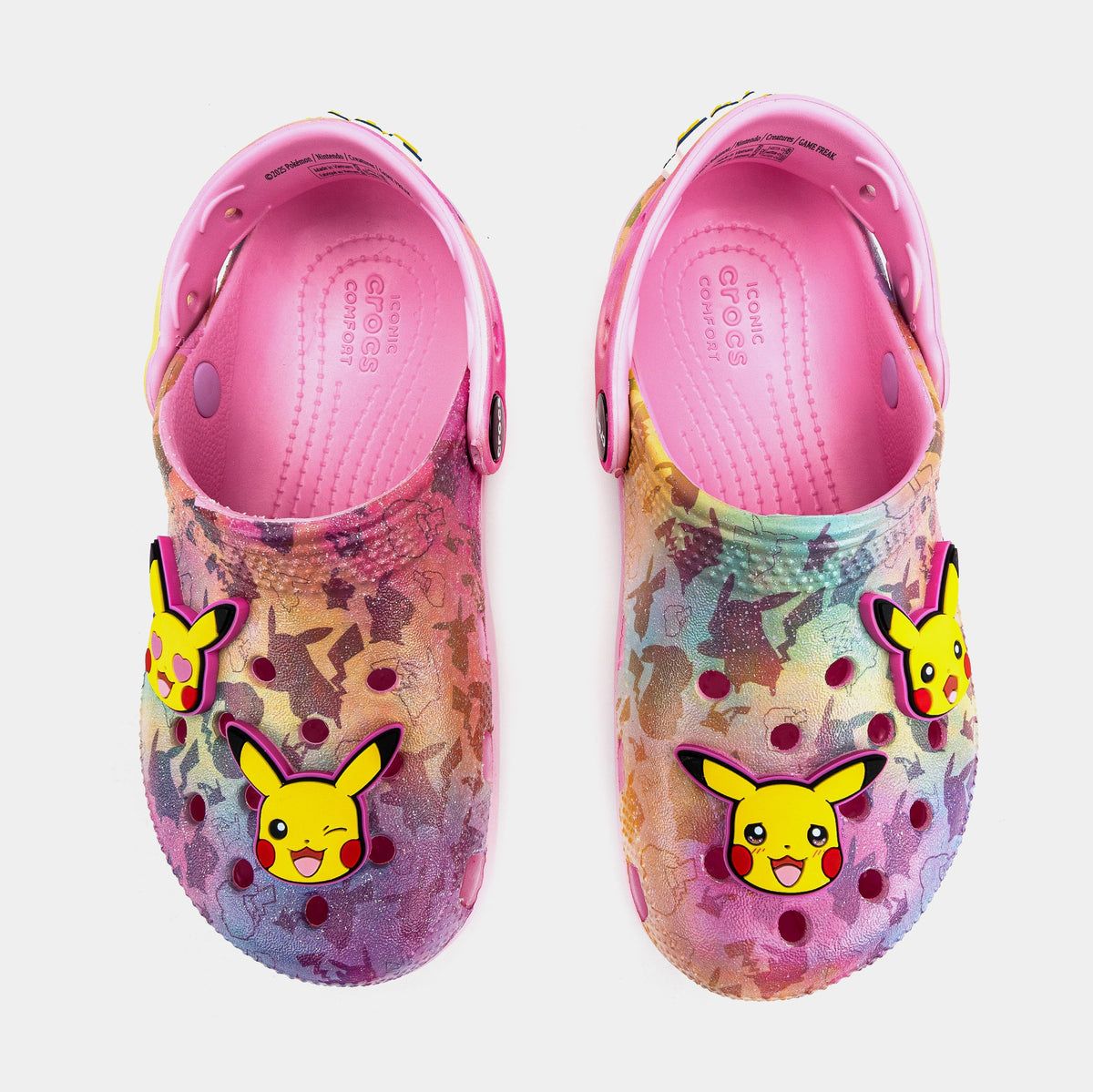 Exclusive Pikachu Classic Clog Preschool/Grade School Sandals (Pink/Yellow) — 11C — Side View