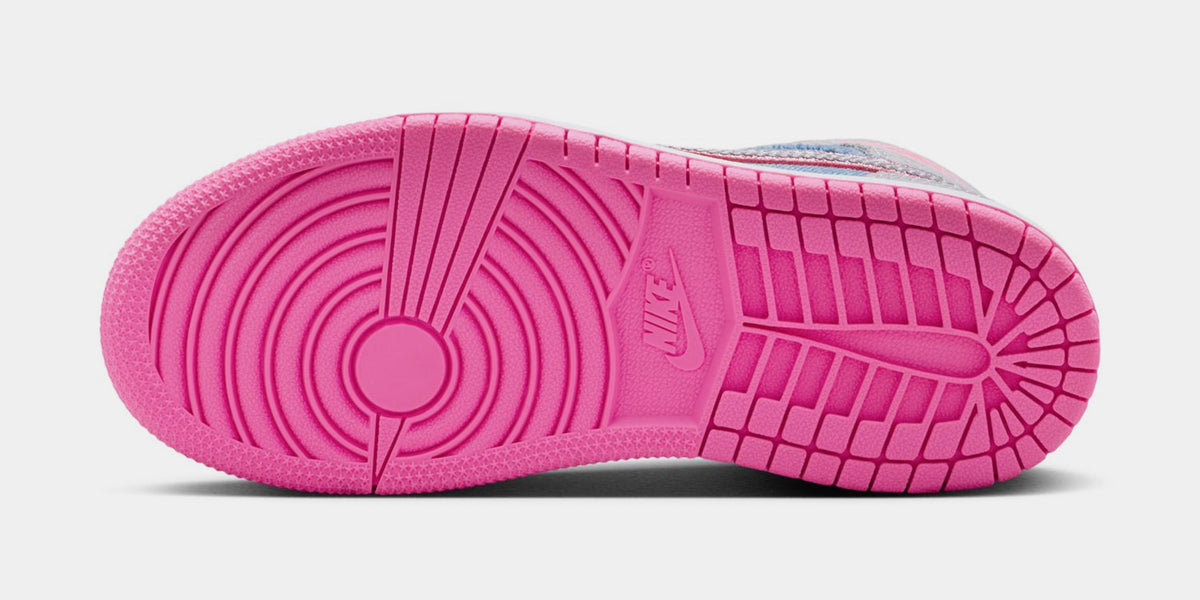 Exclusive Air Jordan 1 Mid SE Preschool Lifestyle Shoes (Cobalt Bliss/White/Pink Glow) — 10.5C — Top View