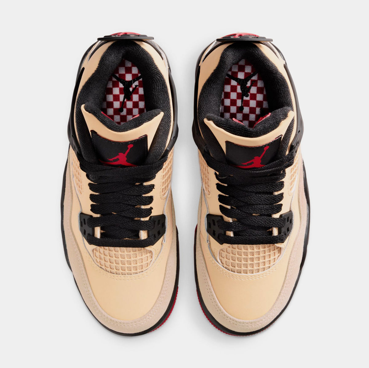 Exclusive Air Jordan 4 Retro Grade School Lifestyle Shoes (Sesame/Fire Red/Black/White) — 3.5Y — Side View