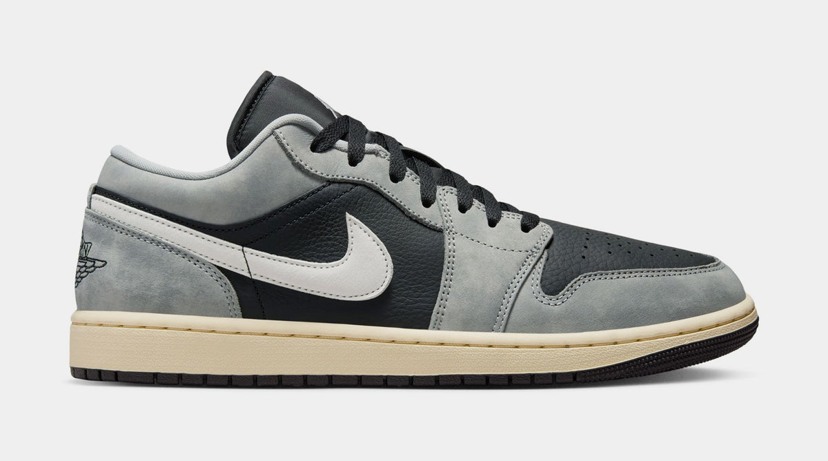 Exclusive Air Jordan 1 Low SE Mens Lifestyle Shoes (Light Smoke Grey/White/Off Noir) — 7 — Front View