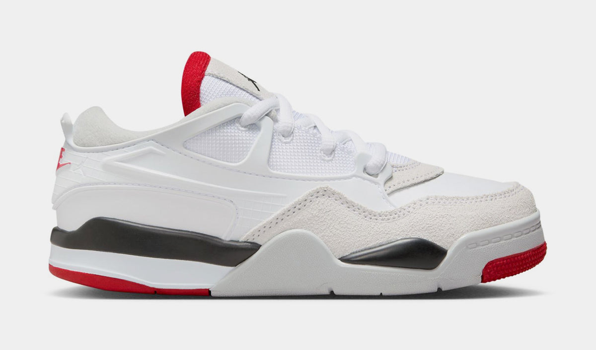 Exclusive Air Jordan 4 RM Preschool Basketball Shoes (White/Black/Neutral Grey/Varsity Red) — 10.5C — Front View