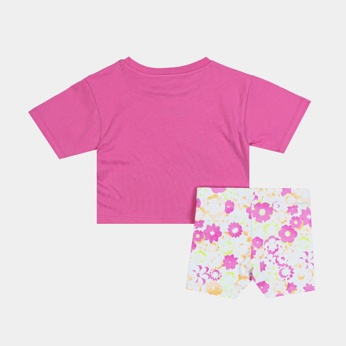 Exclusive Floral All Over Print Biker Short Preschool Set (Pink/White) — 4 — Side View