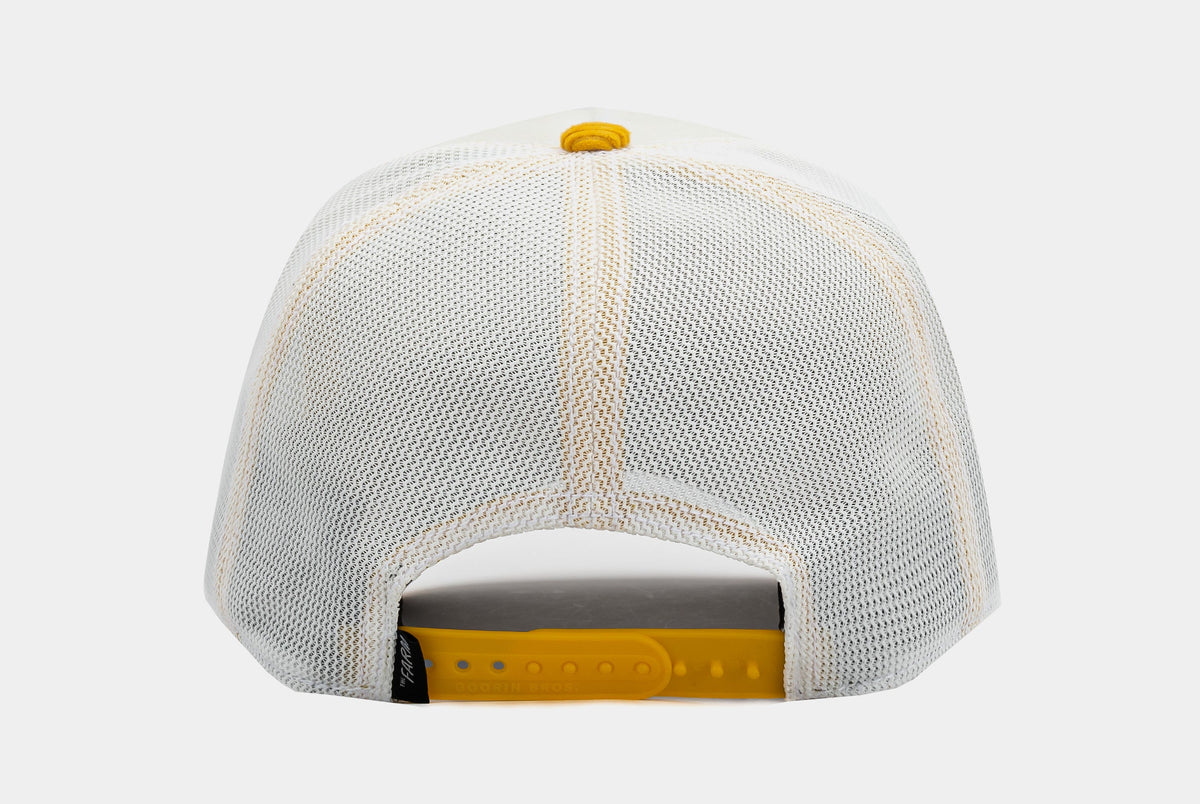Exclusive Rehtnap Trucker Mens Hat (Yellow/Beige) — OS — Back View