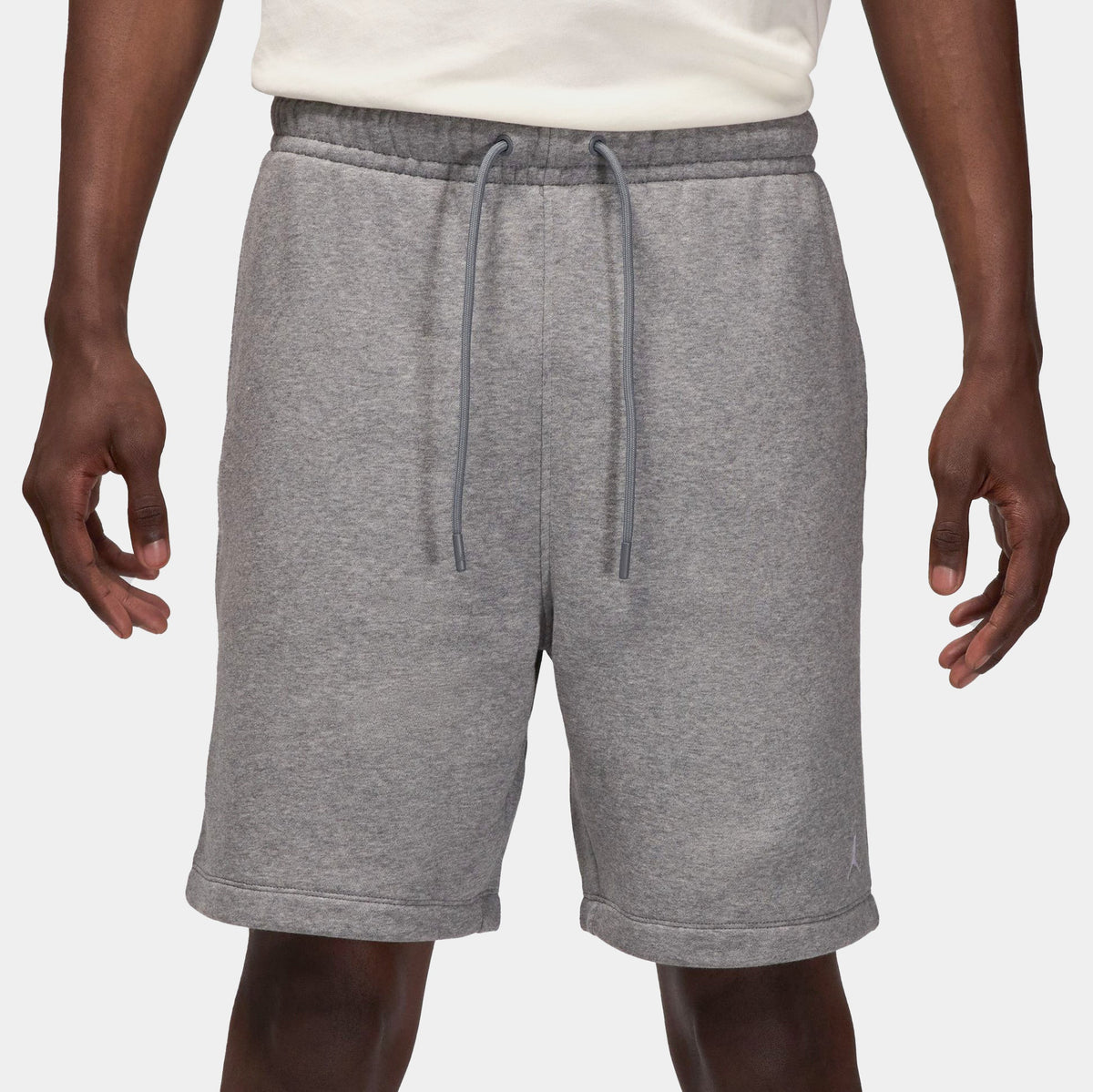 Exclusive Brooklyn Fleece Mens Shorts (Carbon Heather/White) — S — Front View
