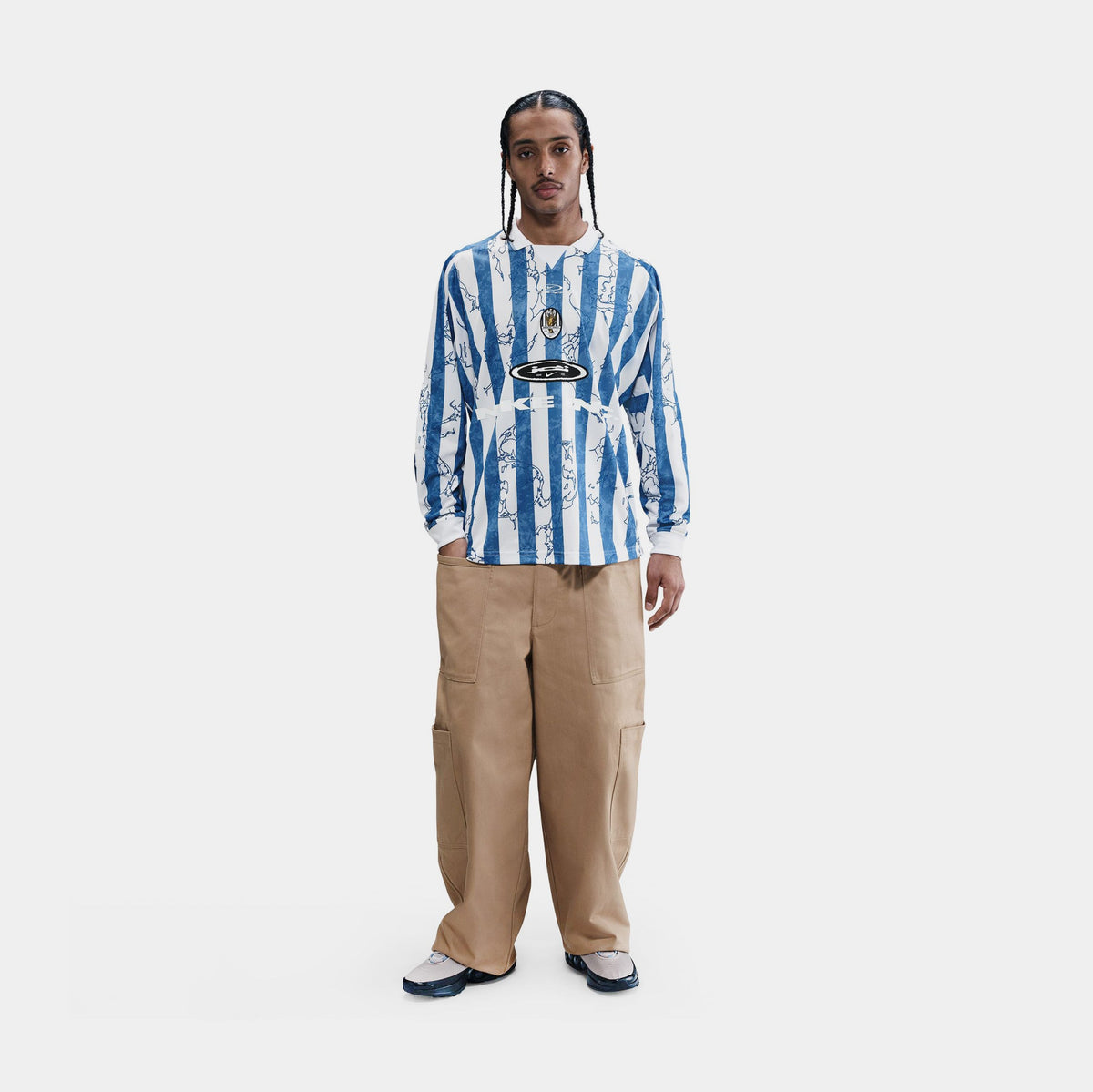 Exclusive Air VCTRY Long Sleeve Mens Jersey (Psychic Blue/Light Armory Blue/White) — S — Front View