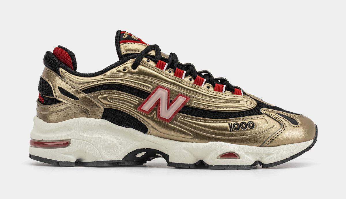 Exclusive Shoe Palace Exclusive x New Balance 1000 Mens Lifestyle Shoes (Metallic Gold/Black) — 4 — Front View