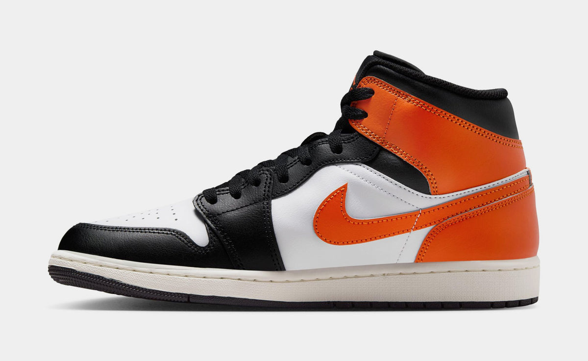 Exclusive Air Jordan 1 Mid Mens Lifestyle Shoes (Starfish/White/Sail/Black) — 7 — Back View