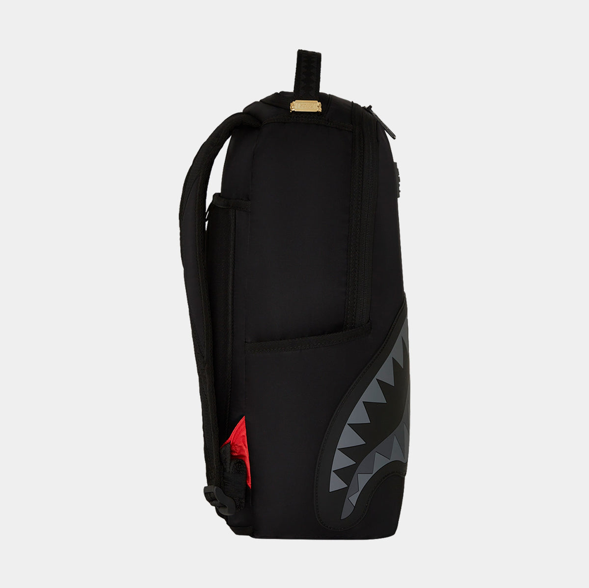 Exclusive Shark Central Nylon Mens Backpack (Black/Grey/Black) — OS — Back View